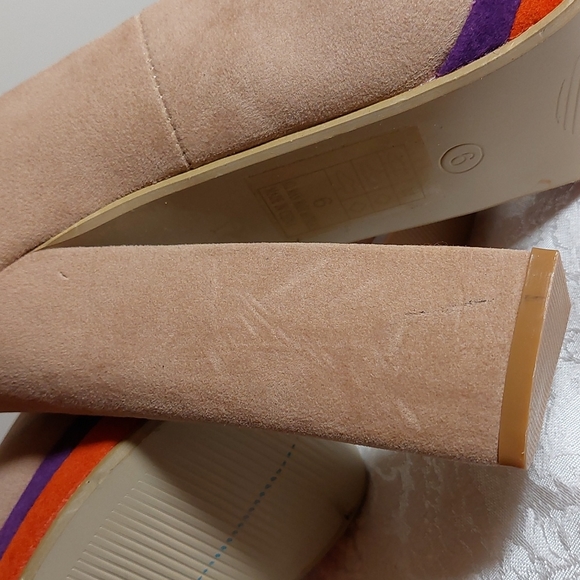 Yoki creme suede chunky platforms orange purple size 6 - Picture 4 of 4